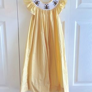Yellow Gingham Smocked Bumble Bee Bishop